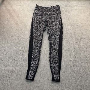 Lululemon Leggings Womens Midi Leggings Size 6 Black White Side sheer trans